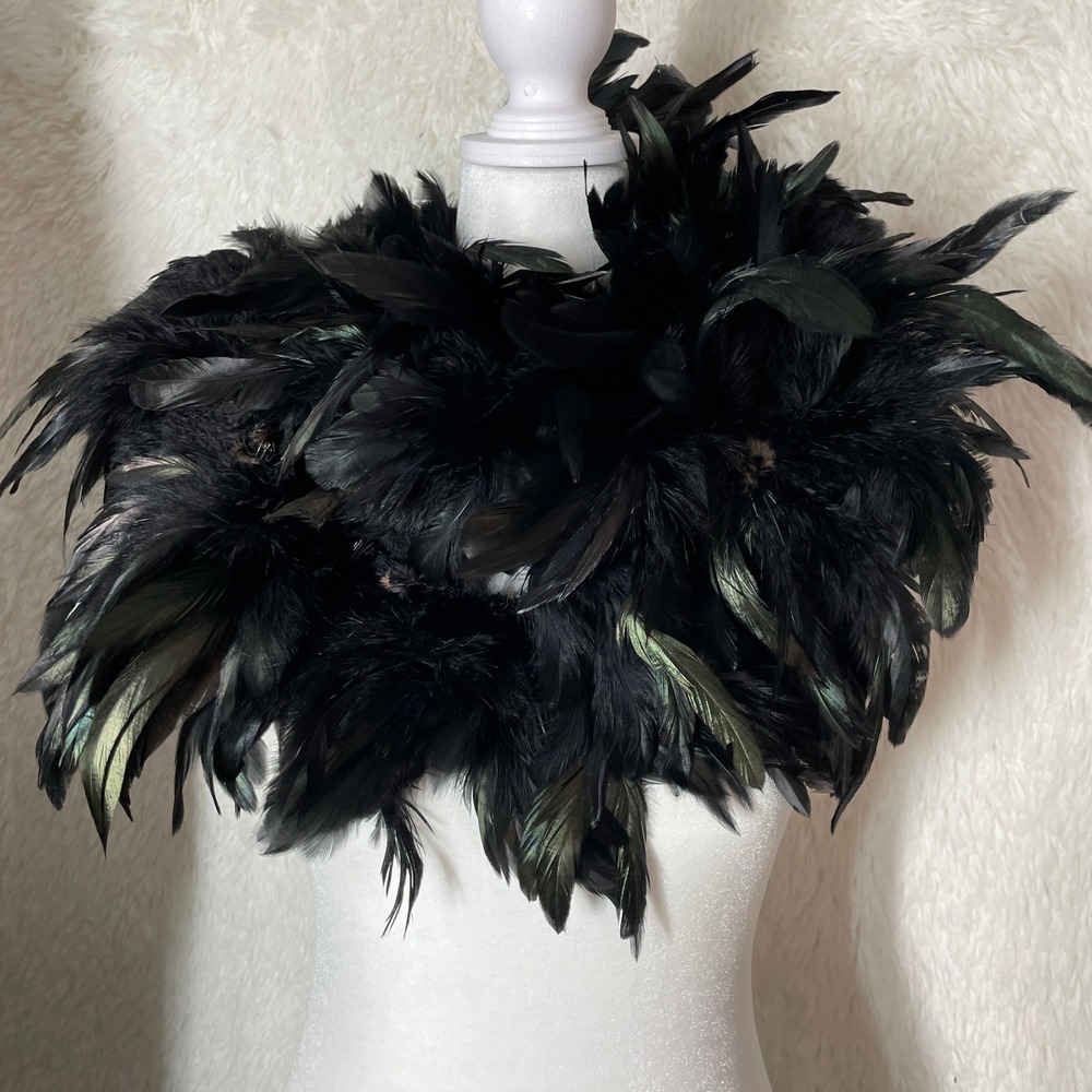 Black Iridescent Feather Boa 75 Inch Long Costume Burlesque Glam Accessory